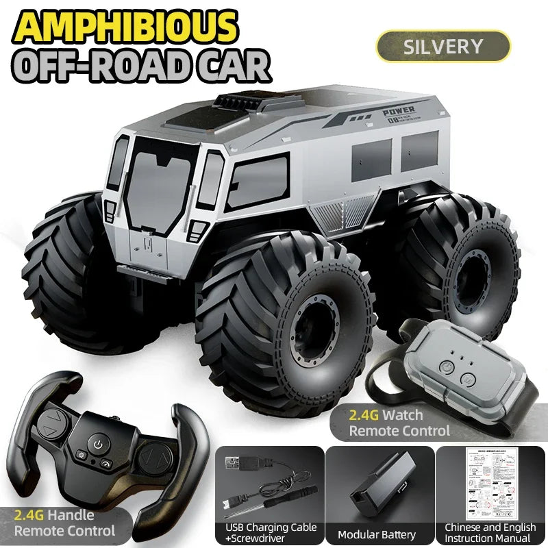Q210 Amphibious Rc Car Dual Control 4WD Off-road Remote Control Waterproof Vehicle 2.4G Electric Climbing Crawler Toys for Kids