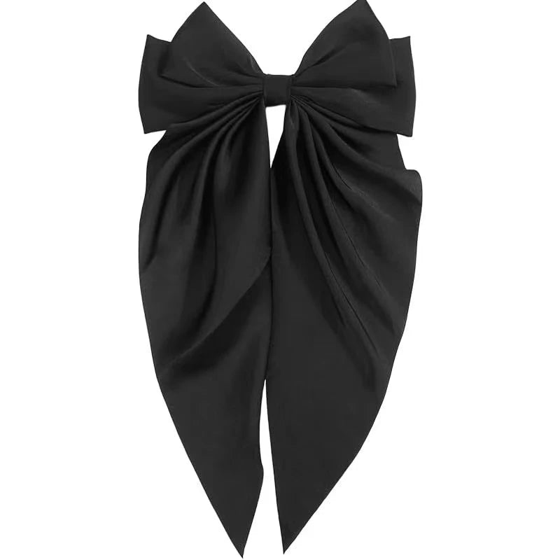 1pcs Wome Solid Color Satin Ribbon long Big Bows Hairpin  Internet red Spring Clips Hair Accessories for Girls Trendy  Summer He.