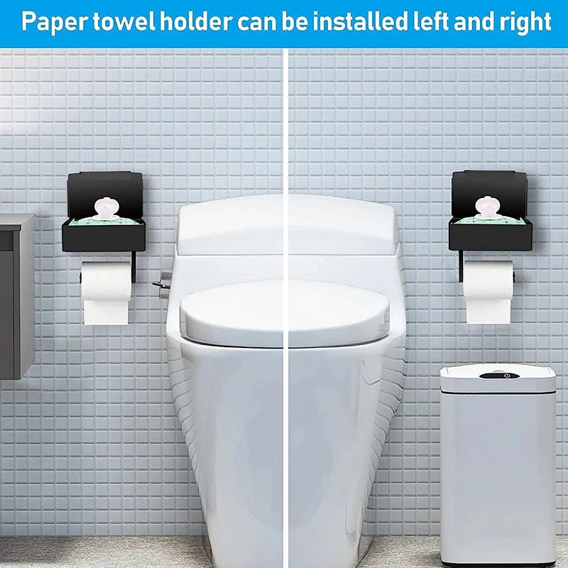 An der Wand montierter Toilettenpapierhalter mit Regal und Aufbewahrungsbox, Multifunktions-Tücherspender, passend für die Aufbewahrung von Badezimmer-Wischtuch