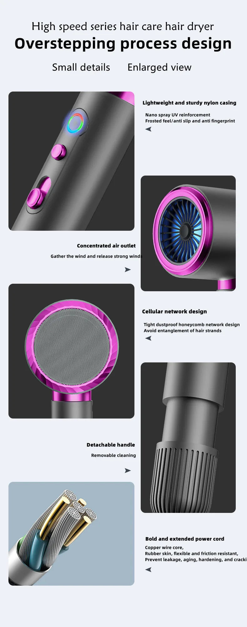 Hot Selling High-Speed Hair Dryer 2400W High-Power Silent Constant Temperature Hair Care Home Hair Salon Hammer Hair Dryer