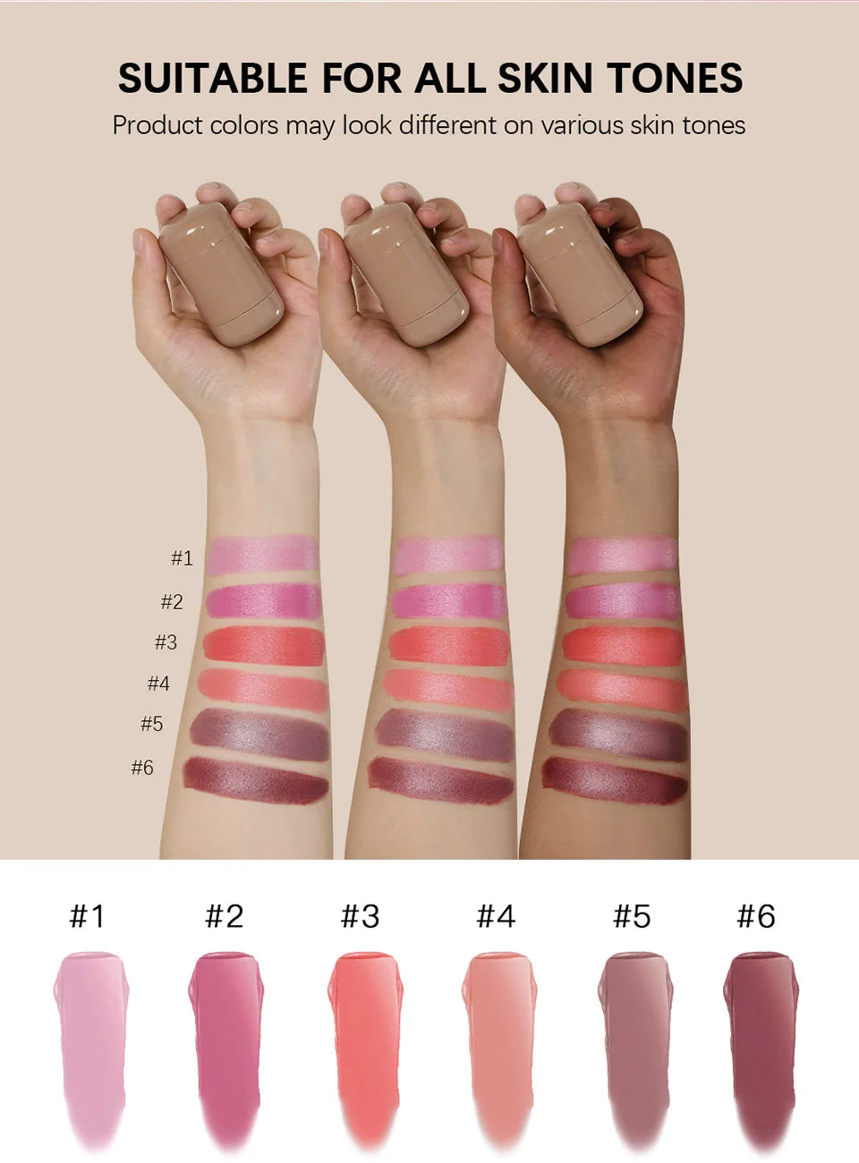 Magic Blush Stick 3-in-1 Cheek Lip Tinted Moistured Blush Stick Silky Brighten Blush Cream Blusher Cosmetics Tubes Matte Contour.