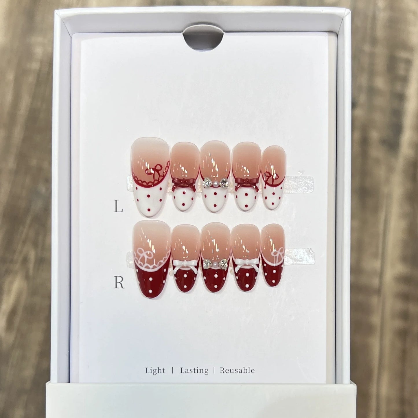 10pc Cat Eye Almond Handmade Press on Nails Light Blue Bow Fake Nails False Nails Artificial Nail Wearable Nail Tips Art Uñas.