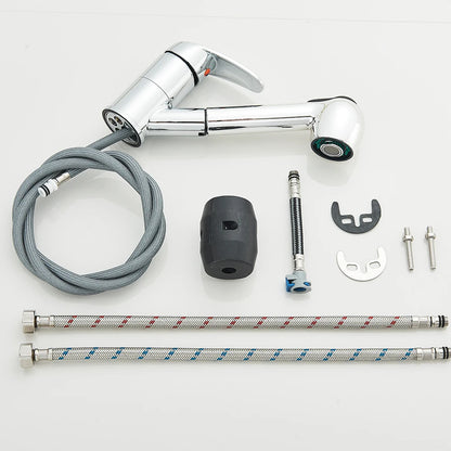 Kitchen Faucets Chrome Deck Mount Bathroom Basin Faucets Single Handle Single Hole Hot and Cold Water