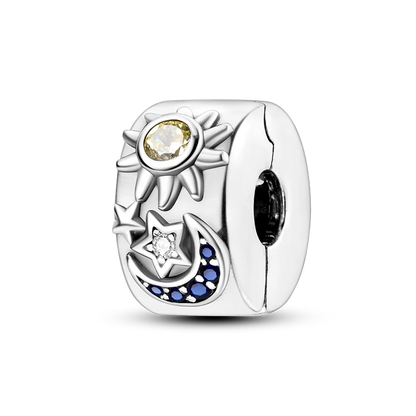 Silver Clasp 925 Sterling Silver CZ pave Clip Charms Daisy Beads Stopper Safety Chain fit Original Bangle Bracelet Jewelry Clip