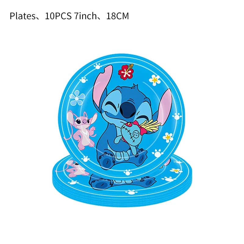 Stitch Party Supplies für Kinder Lilo und Stitch Geburtstag Party Dekorationen Luftballons Banner Tischdecke Hintergrund Geschirr