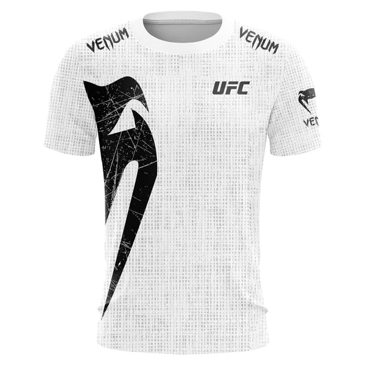 Men's UFC Black White T-shirt Classic Short Sleeved 3D Print Tees Summer Casual O-neck Jersey Boxing Fitness Training T-shirts.