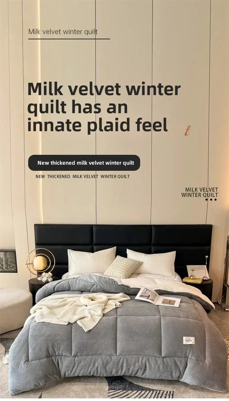 Winter Quilt Blanket Double Sided Velvet Lamb Cashmere Double Bed Quilts King Queen Full Size Bed Duvet Thicken Comforter Core.