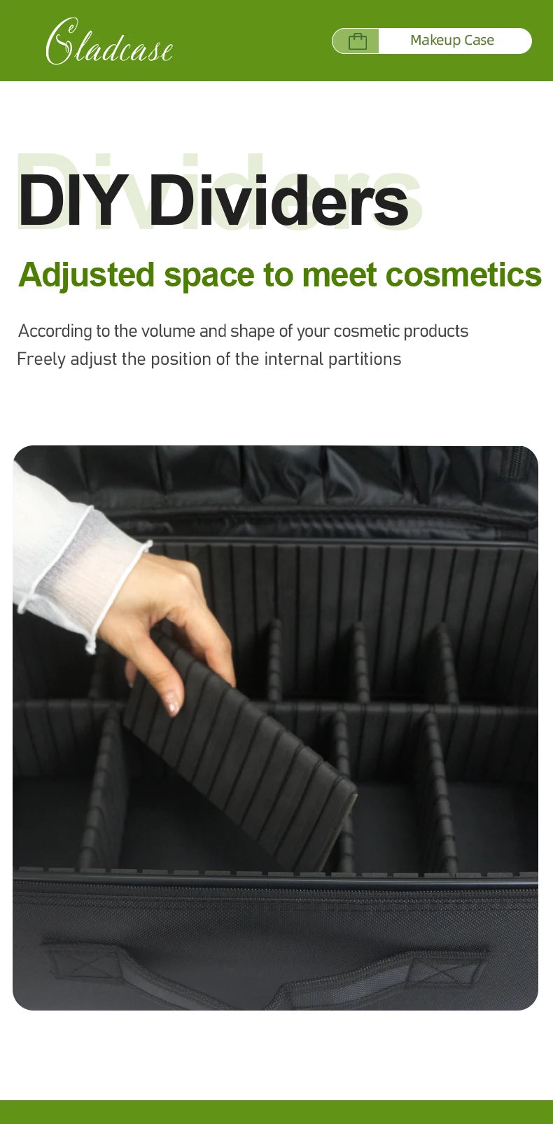 GLADCASE Makeup Case Large Waterproof Makeup Toolbox Professional With Brush Holder Beauty Cosmetic Suitcase Make Up Organizer.