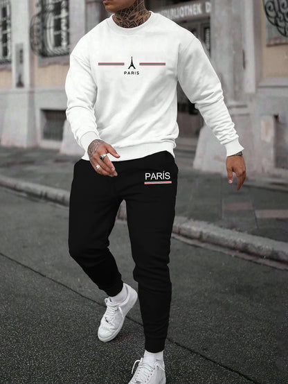 Jogging Mens Tracksuit Printing Single Piece O Neck Sweatshirt Sweatpants Man Clothing Casual Office Hoodies Fashion Streetwear.