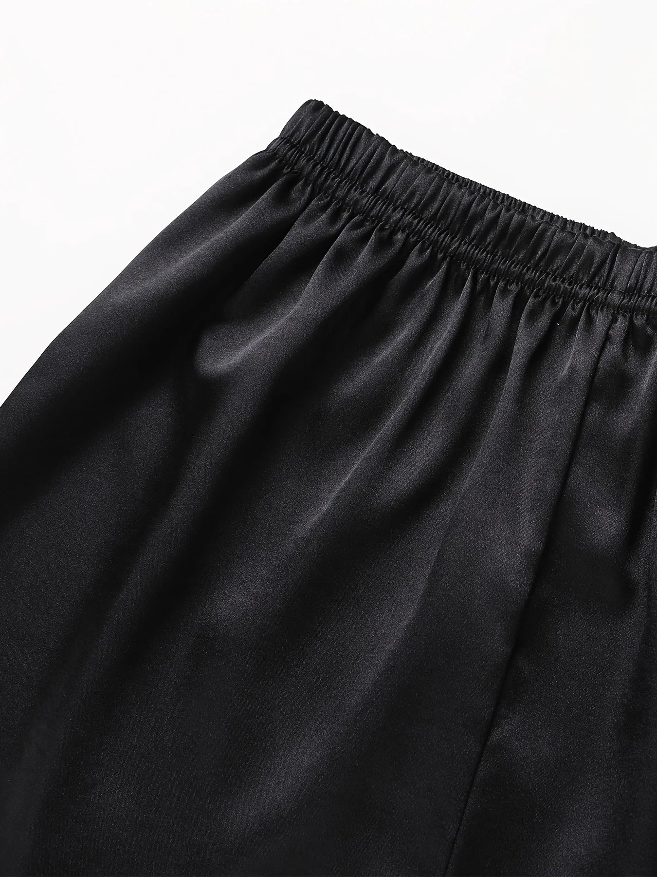 Solides Pyjama-Set mit langen Ärmeln, Knopfleiste, Revers, Oberteil und Hose, Pyjama-Set, Damen-Nachtwäsche und Loungewear.