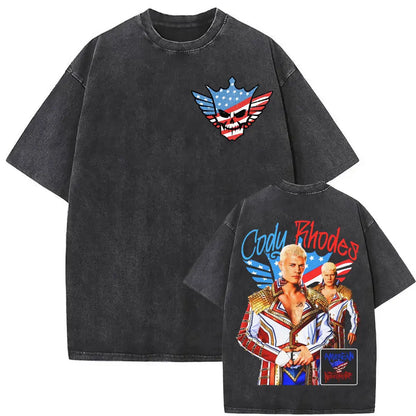 Cody Rhodes The American Nightmare Graphic T Shirt Men Women Fashion 90s Vintage Washed T Shirts Casual Cotton Oversized T-shirt.