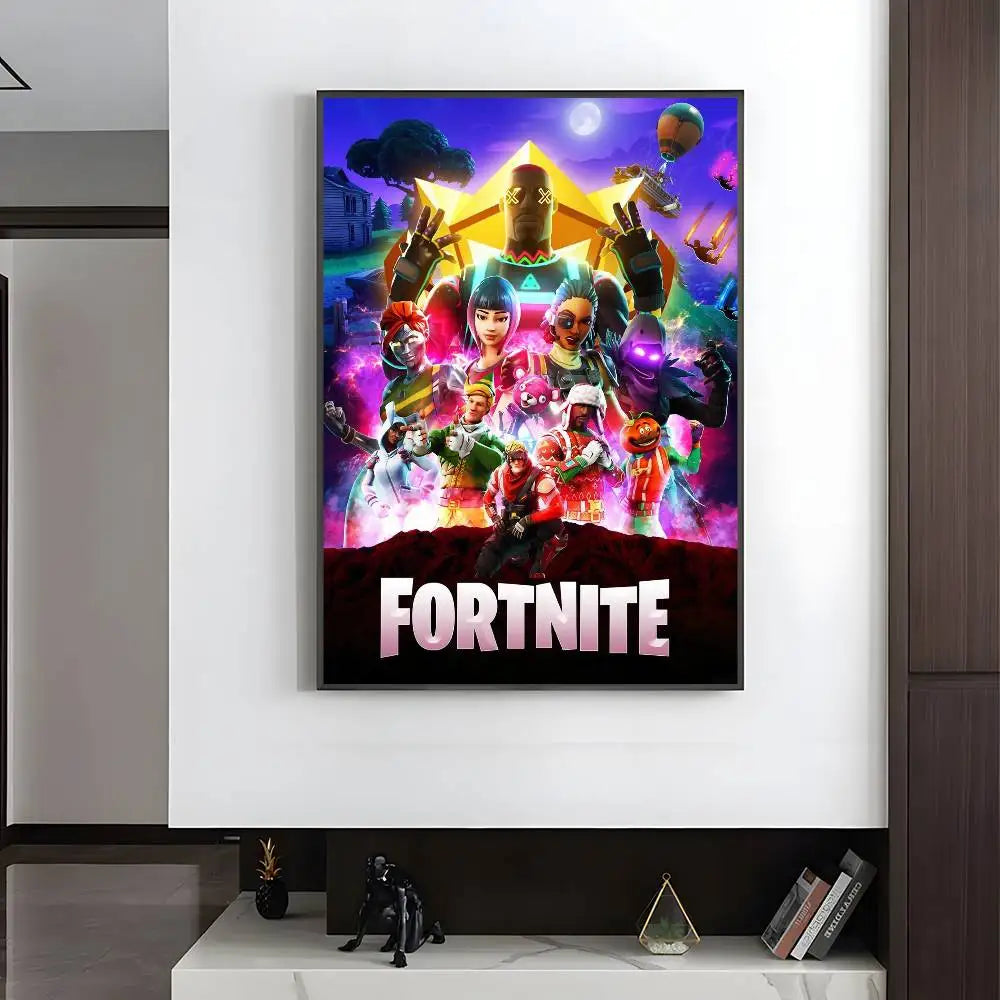 1pc F-Fortnites Poster HD art sticky wall waterproof home living room bedroom bar aesthetic decoration