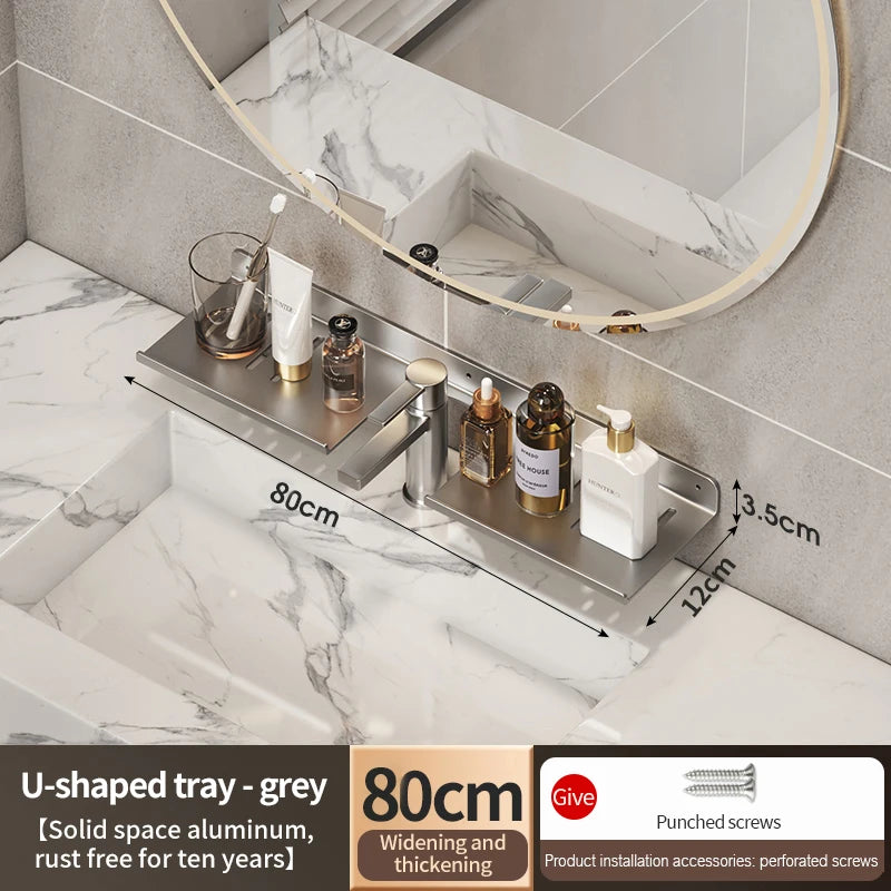 Badezimmerregal, Badezimmerregal, Toilettenlagerregal, Toilette, Küchenraum, Aluminium, zum Aufhängen an der Wand, stanzfreies Regal