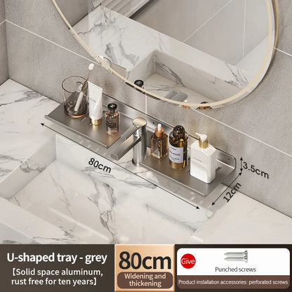 Badezimmerregal, Badezimmerregal, Toilettenlagerregal, Toilette, Küchenraum, Aluminium, zum Aufhängen an der Wand, stanzfreies Regal