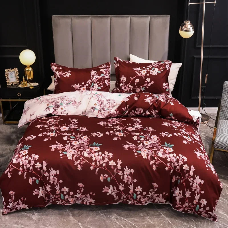 3pcs Couple Duvet Cover with Pillow Case Nordic Comforter Bedding Set Quilt Cover Queen/King Double or Single Bed