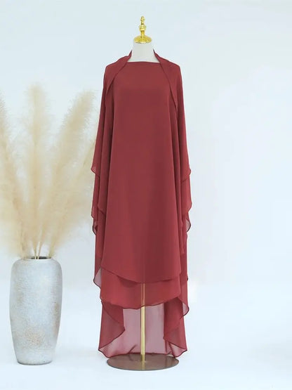 Eid Chiffon Gray Black White Khimar Abaya Dubai Luxury Islam Muslim Hijab Dresses For Women Jilbab Kebaya Niqab Musulmane Femme.