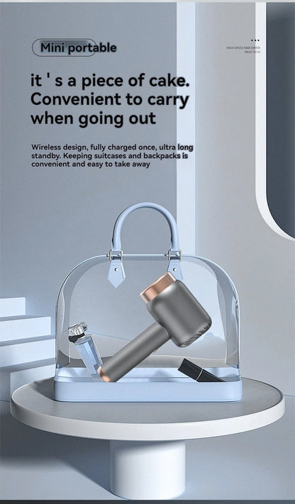 Wireless charging hair dryer for household use, high-speed negative ion hair dryer, high-power bladeless hair care, quick drying