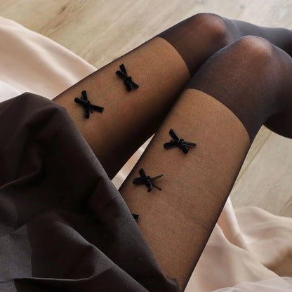 Handmade Velvet Stockings Swan Velvet Patchwork Fake Thigh Pantyhose Multiple Butterfly Knots White Silk Leggings.