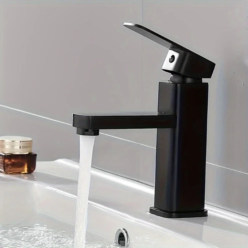 Stainless Steel Black Square Hot and Cold Dual-use Basin Faucet Home Kitchen Bathroom Cabinet Faucet