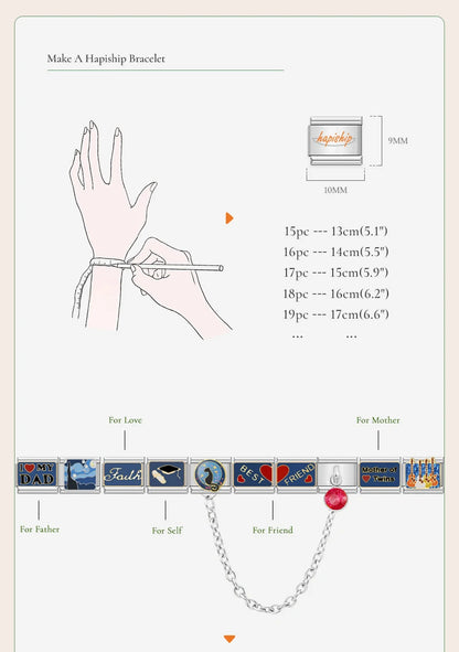 Hapiship New Women's Jewelry 9mm Width Itanlian Elastic Charm Bracelet Fashion Stainless Steel Bangle ST-.