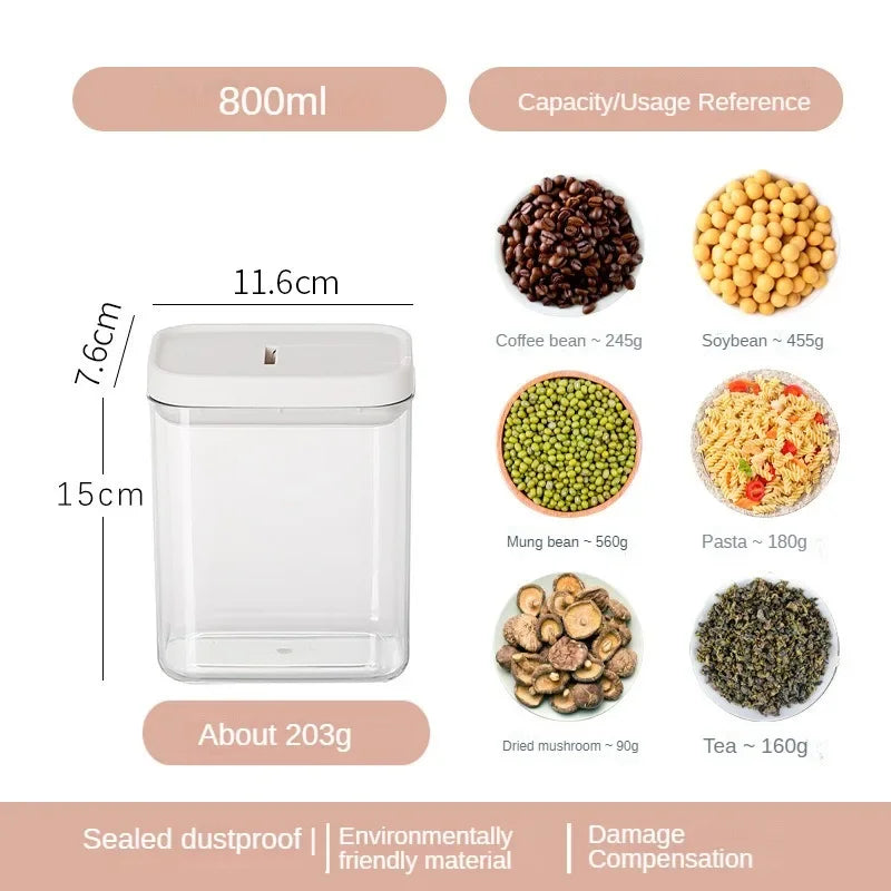 Kitchen Storage Plastic Storage Jar Clear Food Grade Airtight Seal for Kitchen Snacks Cereals Beans Kitchen Storage Organizer