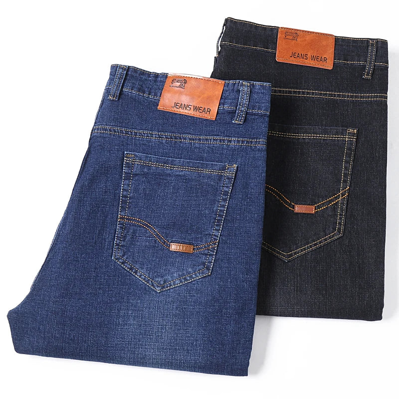 Herren-Jeanshose, große Größe 50, hochelastischer Denim-Stoff, große Hose für 45–150 kg, Jeans, Hombre, weites Bein, Pantalon Homme.