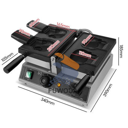 High Cost-Performance Electric Heating Waffle Making Machine Kitty Shaped Non-Stick Snack Cake Machine Open Mouth Waffle Maker.