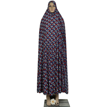 New Dubai Islamic Robe Ramadan Womens Hooded Abaya African Sleeveless Loose Soft Prayer Garment Muslim Floral Dress With Hijab