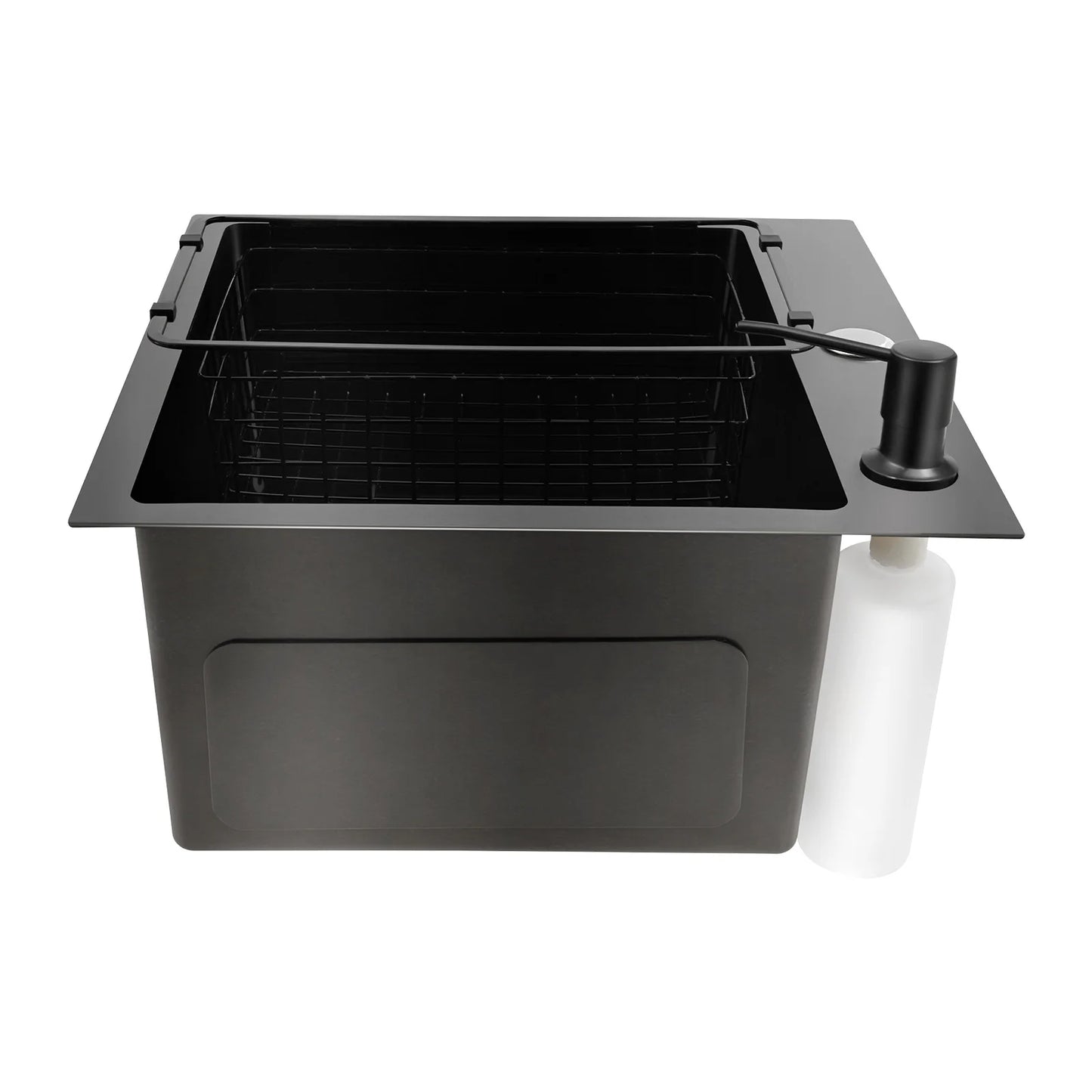 45 x 40 cm Edelstahl-Küchenspüle für Zuhause, kommerziell, großes Einzelwaschbecken mit Abflusskorb + Seifenspender + Sieb + Abflussrohr