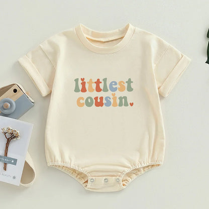 Retro Cousin Crew Kleinkind übergroße T-Shirt Stram pler große kleine Cousine Baby Bubble Stram pler Bodysuit süße Baby Outfits.