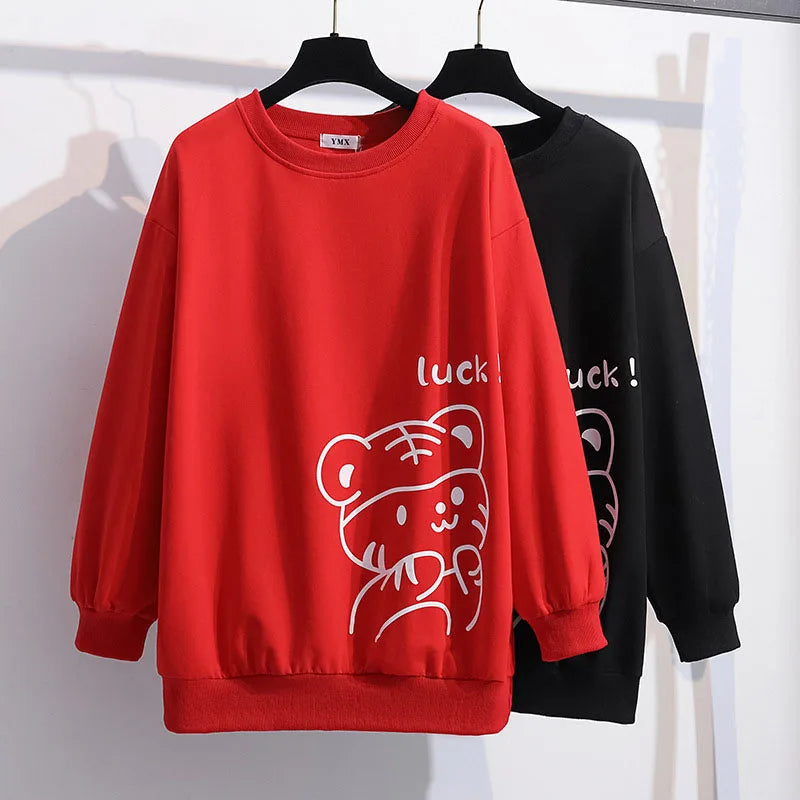 170Kg Plus Größe frauen Büste 170cm Frühling Herbst Lose Oansatz Langarm Cartoon Print Sweatshirts 6XL 7XL 8XL 9XL 10XL 11XL.