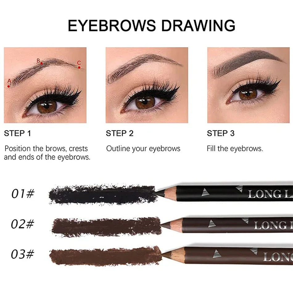6/12Pcs Eye Brow Pencil Waterproof Professional Women Eye Makeup Pen Easy Color Natural Black Cosmetic Beauty Eyebrow Tool.