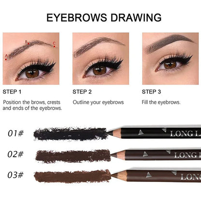6/12Pcs Eye Brow Pencil Waterproof Professional Women Eye Makeup Pen Easy Color Natural Black Cosmetic Beauty Eyebrow Tool.
