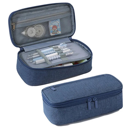 Stift-Aufbewahrungstasche, Federmäppchen, 2-lagig, große Kapazität, Kosmetik, hochwertiges Lernzubehör, einfache Schreibwarenboxen für Studenten