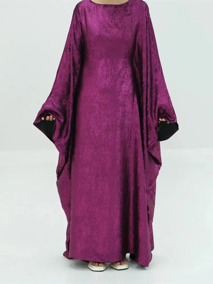 Gradient Color Shiny Batwing Satin Maxi Abaya Dubai Luxury 2024 Abayas For Women Muslim Kaftan Dress Islam Caftan Marocain Femme.