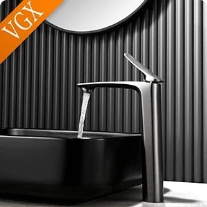 VGX Bathroom Faucets Luxury Gold Basin Mixer Sink Faucet Gourmet Washbasin Tapware Hot Cold Water Tap Brass Chrome Black Grey