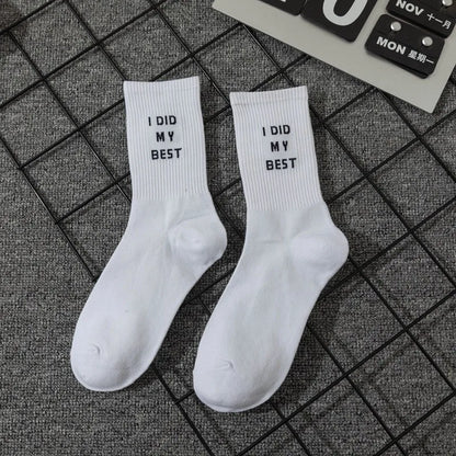 Simple European and American street letters white men's and women's socks sports hip hop college style socks.