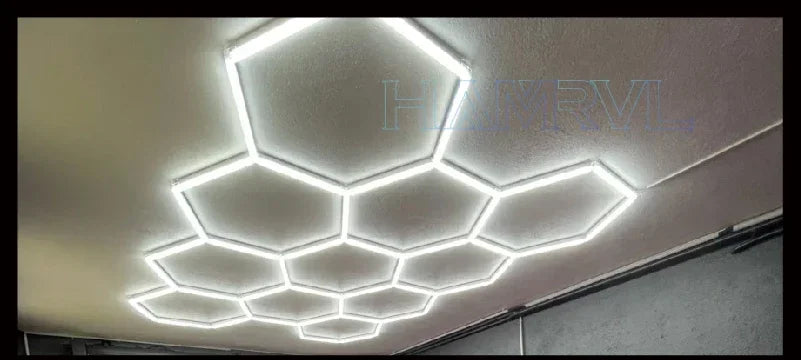 Hexagonal ceiling light BarberShop Car Garage LED Light 6500k LED tube for Gym Bar Hair Salon Library Workshop Auto Body Repair.