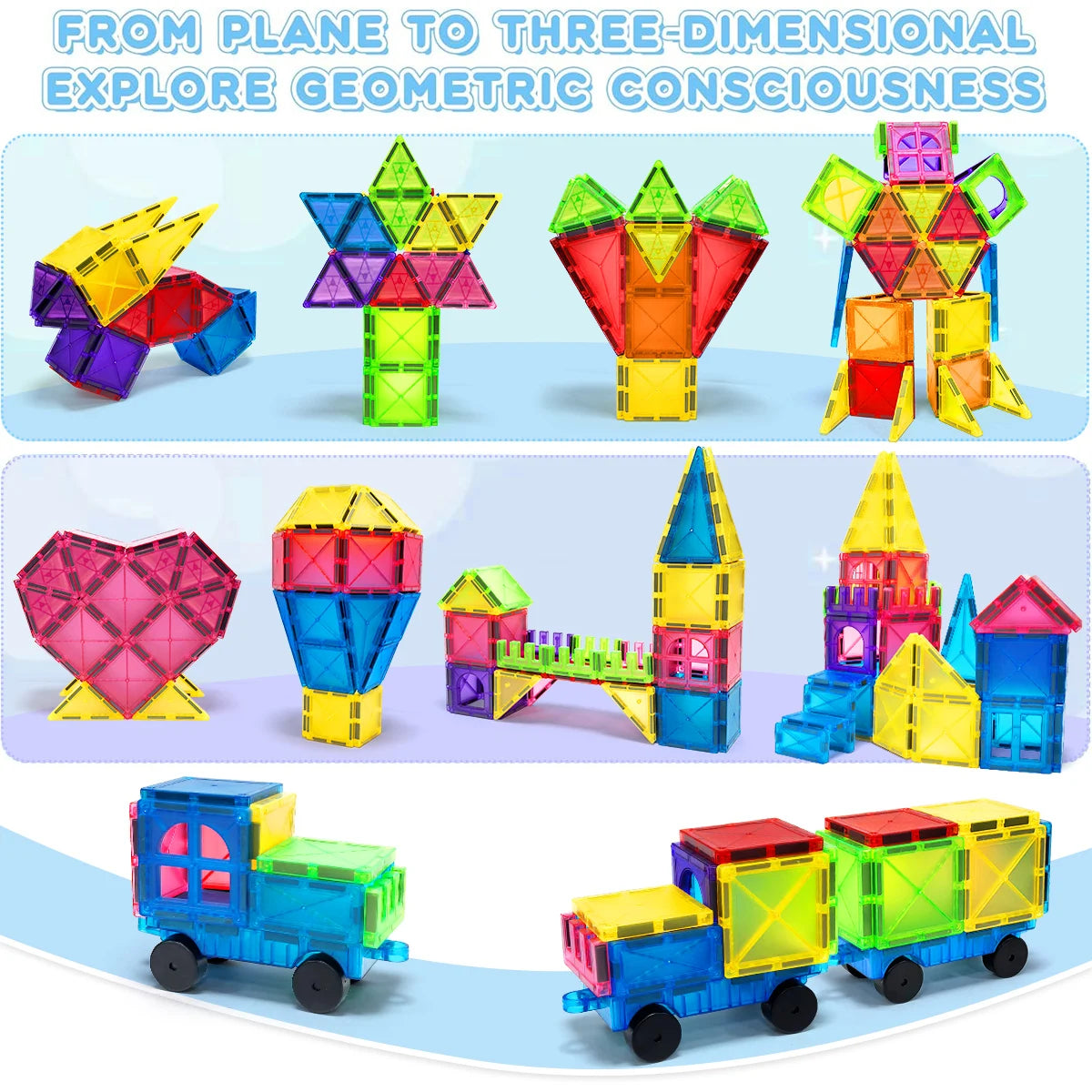 40/64/100PCS Magnetic Building Blocks Montessori  Educational Constructor Toys Set For Kids Game For Boys Girl Gifts.