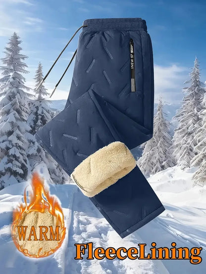UETEEY Winter Thermal Fleece Pants Men Plush Lambswool Thicken Warm Waterproof Trousers Man Casual Windproof Joggers Sweatpants