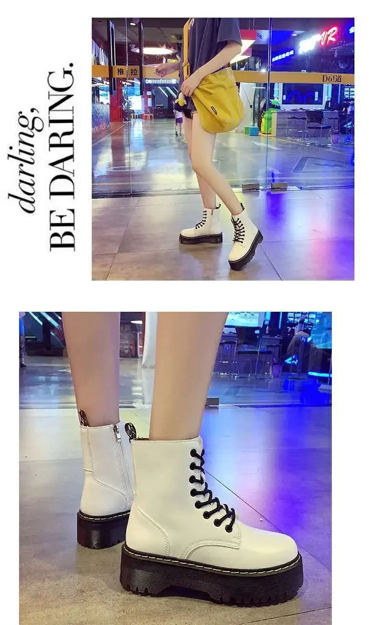 Autumn Winter Fashion Round Toe Lace-up Shoes Womens Boots Zip Ankle Boots For Women High Heels Basics Casual