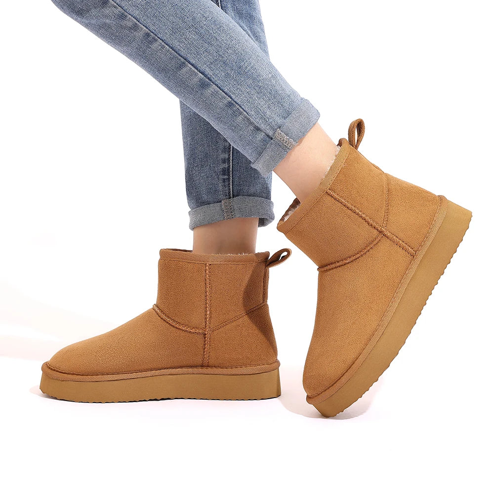 Evshine Memory Foam Ankle Boot Trending Shoes For Women Waterproof Women Snow Boots Female Snow Boots Suede Winter Warm Boots.