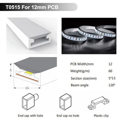 Waterproof Silicone Neon Cover Tube Flexible Soft Silica Gel for WS2811 WS2812B 5050 COB LED Strip Light Multiple Length 1m-5m