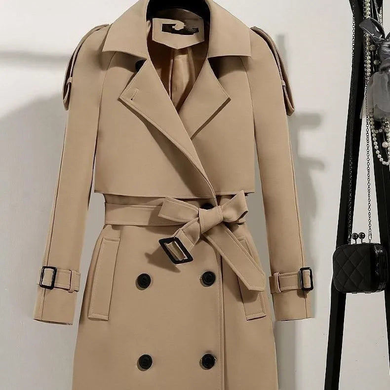 Lässige Langarm-Oberbekleidung, Trenchcoat für Damen, 2024, Herbst-Winter-Mode, Schnürung, lang, neu in Mänteln und Jacken, elegant.