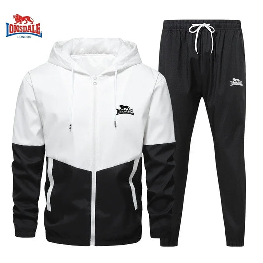 Spring and Autumn Men's Embroidered Hooded Sports and Leisure Set New Fashion Jacket and Pants 2-piece Hip Hop Sports Set.