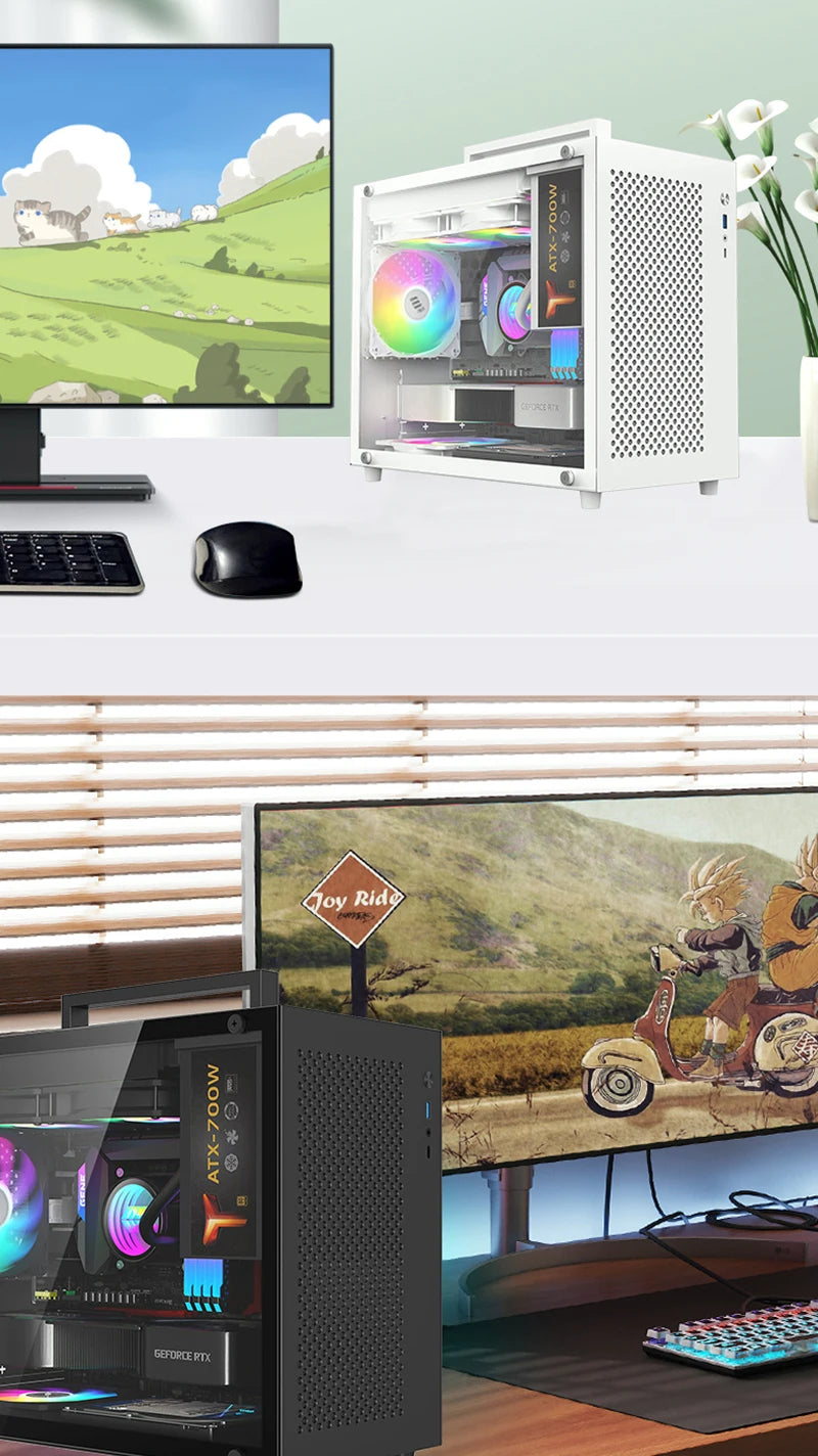 METALFISH S9 MATX Computer Case Gaming PC Chassis Support MATX/ITX/ATX PSU/240 Liquid Cooler/360mm GPU.