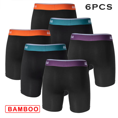 6-teilige Bambus-Männerunterwäsche mit Öffnung, atmungsaktive Herren-Boxershorts, Herrenhöschen, Unterhosen, Übergröße, modische Boxershorts