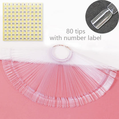 80/50/20pcs Nail Display Sticks Nail Swatch False Nail Tips Nail Gel Polish Practice Clear Display Board for Nail Art Tools