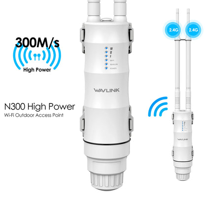 Wavlink High Power 300Mbps Wireless Wifi Repeater Outdoor 2.4G Wireless Wifi Router /Long Range Extender POE High Gain Antennas