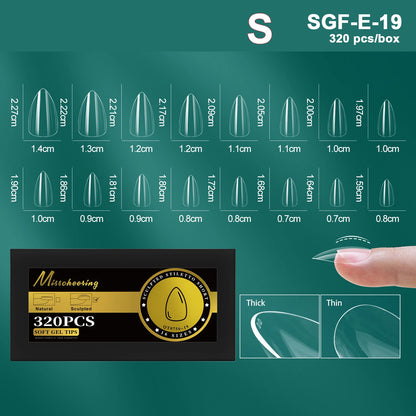 16 Sizes Curved Arch Soft Gel False Nail Tips Full Cover Press on Almond Capsules French Coffin Artificial Fake Nails Extension